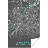PosterMonkey Poster België – Brussel – Stadskaart – Kaart – Blauw – Plattegrond - 20x30 cm