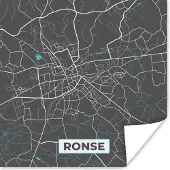PosterMonkey Poster België – Ronse – Stadskaart – Kaart – Blauw – Plattegrond - 50x50 cm