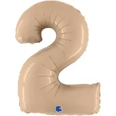 Ballongkungen AB Folieballon Cijfer 2 Satin Nude - 100 cm
