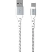 Energizer Kabel aus Metall / geflochtenem Nylon - USB-C - 2 m, weiss
