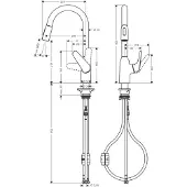 Hansgrohe Focus M42 ééngreeps keukenmengkraan 220 met uittrekbare vuistdouche, 2 straalsoorten, rvs look