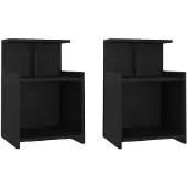 vidaXL Nachtkastjes 2 st 40x35x60 cm bewerkt hout zwart