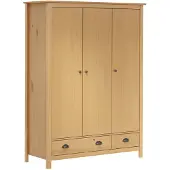 vidaXL Kledingkast Hill 3 deuren 127x50x170 cm massief grenenhout