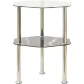 vidaXL Bijzettafel 2-laags 38x38x50 cm gehard glas transparant zwart