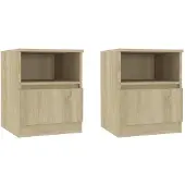 vidaXL Nachtkastjes 2 st 40x40x50 cm bewerkt hout sonoma eikenkleurig