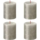 Bolsius Stompkaarsen Shimmer 4 st rustiek 80x68 mm champagnekleurig