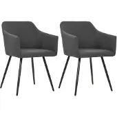 vidaXL Eetkamerstoelen 2 st stof donkergrijs
