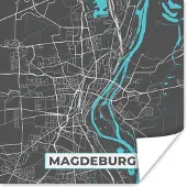PosterMonkey Poster Stadskaart – Magdeburg – Duitsland – Plattegrond – Kaart - 100x100 cm XXL