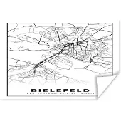 PosterMonkey Poster Plattegrond - Bielefeld - Kaart - Stadskaart - 120x80 cm