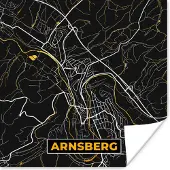 PosterMonkey Poster Stadskaart – Plattegrond – Duitsland – Goud – Arnsberg – Kaart - 50x50 cm