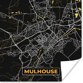 PosterMonkey Poster Stadskaart – Mulhouse - Plattegrond – Kaart – Frankrijk - 75x75 cm
