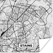 PosterMonkey Poster Frankrijk – Plattegrond – Kaart – Stains – Stadskaart - 75x75 cm