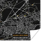 PosterMonkey Poster Stadskaart – Aulnay-sous-Bois - Plattegrond – Kaart – Frankrijk - 30x30 cm