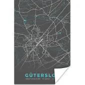 PosterMonkey Poster Stadskaart – Kaart – Gütersloh – Blauw – Duitsland – Plattegrond - 20x30 cm