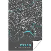 PosterMonkey Poster Duitsland – Blauw – Essen – Stadskaart – Kaart – Plattegrond - 80x120 cm