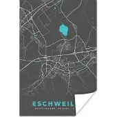 PosterMonkey Poster Stadskaart – Plattegrond – Duitsland – Blauw – Eschweiler – Kaart - 20x30 cm