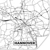 PosterMonkey Poster Hannover - Plattegrond - Kaart - Stadskaart - 30x30 cm