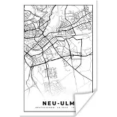 PosterMonkey Poster Plattegrond - Kaart - Neu-Ulm - Stadskaart - 80x120 cm
