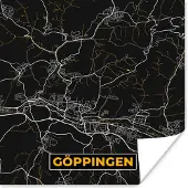 PosterMonkey Poster Stadskaart – Kaart – Göppingen – Gold – Duitsland – Plattegrond - 75x75 cm