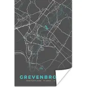 PosterMonkey Poster Stadskaart – Kaart – Grevenbroich – Blauw – Duitsland – Plattegrond - 120x180 cm XXL