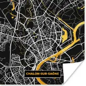 PosterMonkey Poster Frankrijk – Plattegrond – Kaart – Chalon-sur-Saône– Stadskaart - 100x100 cm XXL