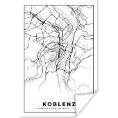 PosterMonkey Poster Koblenz - Plattegrond - Kaart - Stadskaart - 80x120 cm