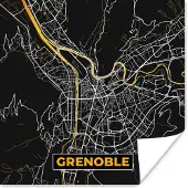 PosterMonkey Poster Grenoble – Plattegrond – Frankrijk – Kaart – Stadskaart - 75x75 cm