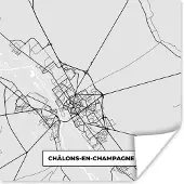PosterMonkey Poster Plattegrond – Châlons-en-Champagne – Stadskaart – Kaart – Frankrijk - 100x100 cm XXL