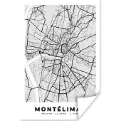 PosterMonkey Poster Kaart – Stadskaart – Frankrijk - Montélimar - Plattegrond - 20x30 cm