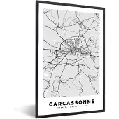 PosterMonkey Fotolijst incl. Poster - Plattegrond – Carcassonne – Stadskaart – Kaart – Frankrijk - 20x30 cm - Posterlijst