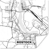 PosterMonkey Poster Kaart - Rostock - Plattegrond - Stadskaart - 50x50 cm