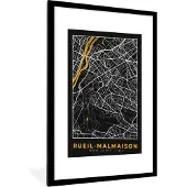 PosterMonkey Fotolijst incl. Poster - Rueil-Malmaison – Plattegrond – Frankrijk – Kaart – Stadskaart - 60x90 cm - Posterlijst