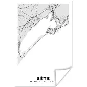PosterMonkey Poster Frankrijk – Sète – Stadskaart – Plattegrond – Kaart - 120x180 cm XXL