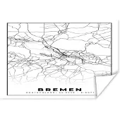 PosterMonkey Poster Bremen - Stadskaart - Plattegrond - Kaart - 90x60 cm