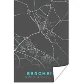 PosterMonkey Poster Duitsland – Blauw – Bergheim – Stadskaart – Kaart – Plattegrond - 120x180 cm XXL