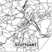 PosterMonkey Poster Stuttgart - Plattegrond - Kaart - Stadskaart - 50x50 cm