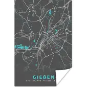 PosterMonkey Poster Blauw – Duitsland – Plattegrond – Stadskaart – Kaart – Gießen - 40x60 cm