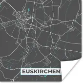 PosterMonkey Poster Plattegrond – Euskirchen – Blauw – Stadskaart – Kaart - Duitsland - 30x30 cm
