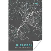 PosterMonkey Poster Duitsland – Blauw – Bielefeld – Stadskaart – Kaart – Plattegrond - 120x180 cm XXL