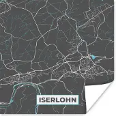 PosterMonkey Poster Blauw – Duitsland – Plattegrond – Stadskaart – Kaart – Iserlohn - 50x50 cm