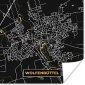 PosterMonkey Poster Goud – Duitsland – Plattegrond – Gold – Stadskaart – Kaart – Wolfenbüttel - 50x50 cm