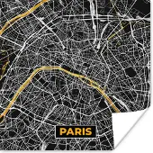 PosterMonkey Poster Frankrijk – Paris - Kaart – Plattegrond – Stadskaart - 30x30 cm