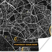 PosterMonkey Poster Frankrijk – Fontenay-sous-Bois – Stadskaart – Plattegrond – Kaart - 50x50 cm