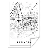 PosterMonkey Poster Ratingen - Plattegrond - Kaart - Stadskaart - 80x120 cm