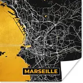 PosterMonkey Poster Stadskaart – Frankrijk – Kaart – Marseille – Plattegrond - 100x100 cm XXL