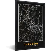 PosterMonkey Fotolijst incl. Poster - Stadskaart – Frankrijk – Kaart – Chambéry – Plattegrond - 40x60 cm - Posterlijst