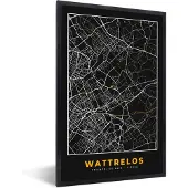 PosterMonkey Fotolijst incl. Poster - Frankrijk – Wattrelos – Stadskaart – Plattegrond – Kaart - 80x120 cm - Posterlijst