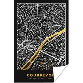 PosterMonkey Poster Plattegrond – Kaart – Stadskaart – Frankrijk – Courbevoie - 120x180 cm XXL