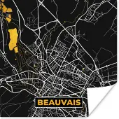 PosterMonkey Poster Frankrijk – Plattegrond – Kaart – Beauvais – Stadskaart - 100x100 cm XXL