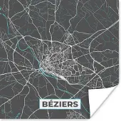 PosterMonkey Poster Béziers – Plattegrond – Frankrijk – Kaart – Stadskaart - 75x75 cm